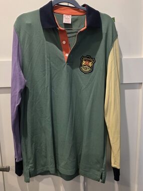 Brooks Brothers Men’s Rugby Polo Colorblock Crest Patch Heritage Collegiate Med